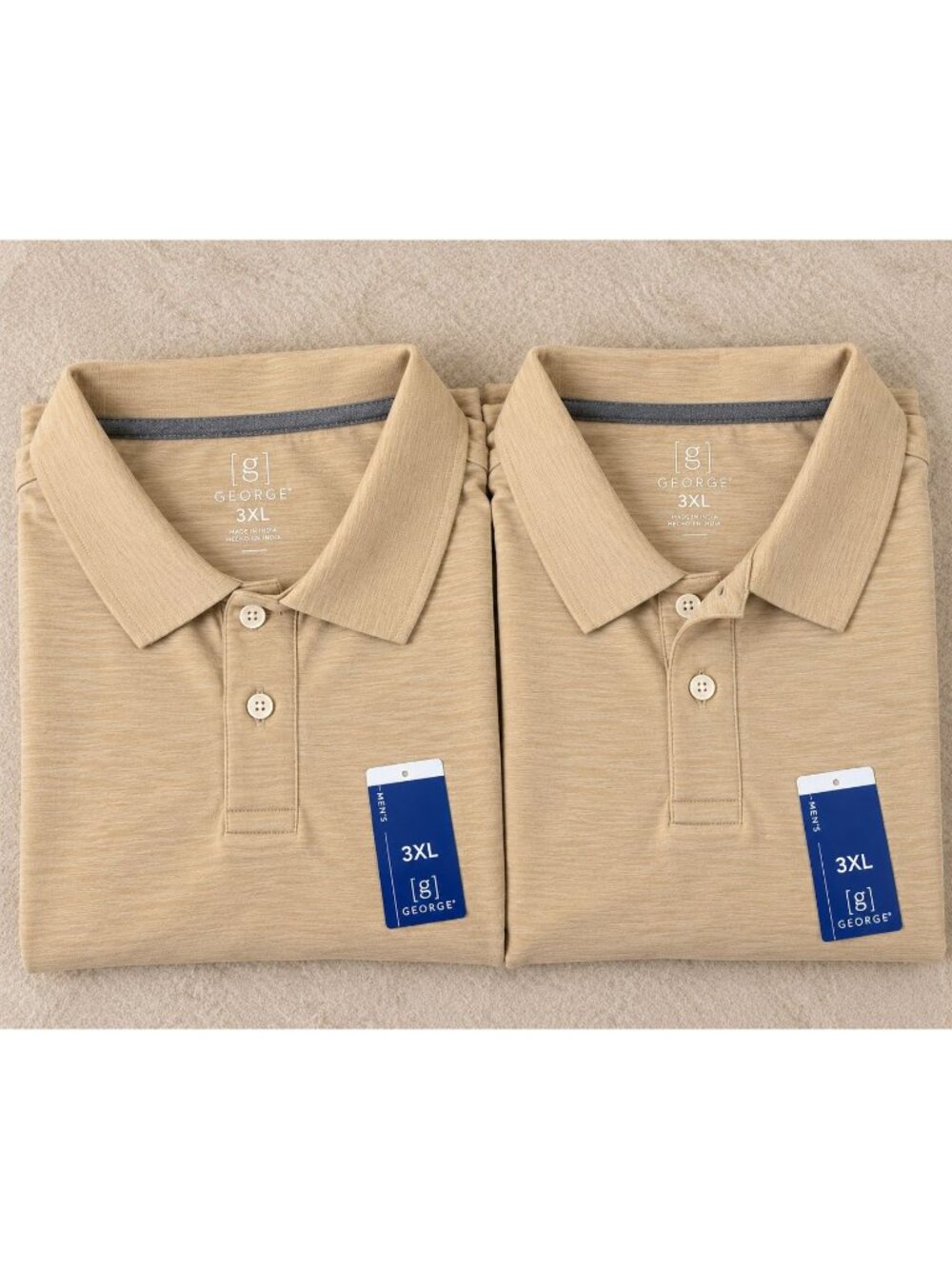 George Short Sleeve Pique Polo Shirts Men’s Size 3XL 2-Pack NWT - Tan
